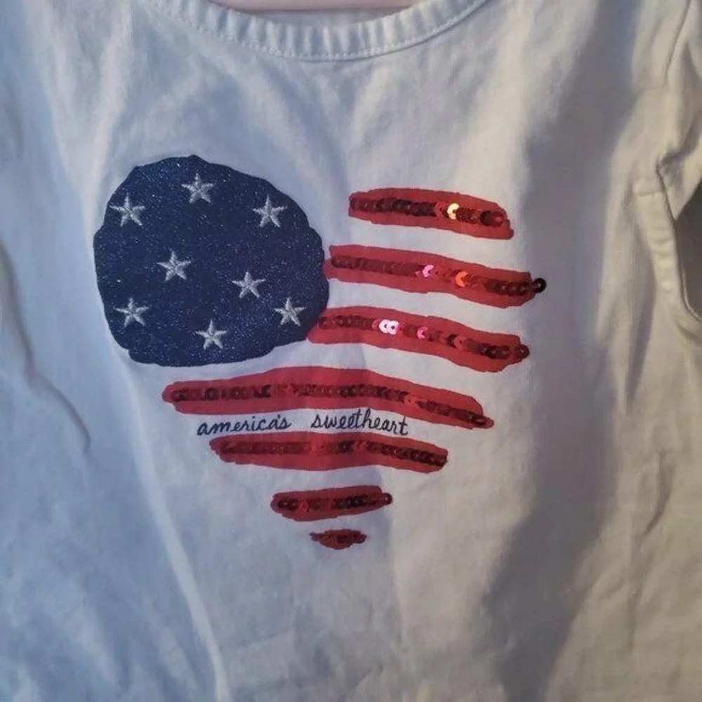 Gymboree America's Sweetheart White Sequin Tee 6